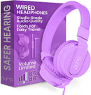Puro Sound Labs PuroBasic Wired Headphones for Kids - Volume-Limiting & Adjustable with Microphone – Compatible with Smartphones, Tablets, PCs, and More – Safe, Durable Headphones for Kids – Purple by TinyTreasures Baby Boutique