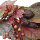 Admired By Nature 24 Inch Artificial Fall Magnolia Leaf Vine Berry Wreath Autumn Leaves For Wall Fornt Door Home Office Farmhouse Thanksgiving Harvest Cemetery Wreaths Indoor Outdoor, Orange-Pinecones by CozyNest Decor