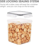 Vtopmart Food Storage Containers 2.5L / 84.5oz, 4 Pieces BPA Free Plastic Airtight Canister for Flour, Sugar, Baking Supplies, with 4 Measuring Cups and 24 Labels, Black by CozyNest Decor
