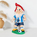 Outdoor Gnome Sculpture Soccer Garden Gnome Statue, 9.8 x 5.1 x 3.5 inches, Red Hat with Blue Jersey The for Football Enthusiasts by CozyNest Decor