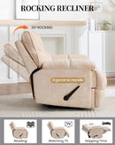Oversized Recliner Chair Manual Swivel Rocker Recliner for Living Room Chenille Overstuffed Nursery Reclining Sofa Chair Rocking Recliners for Adults 400lbs (Manual, Beige) by CozyNest Decor
