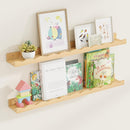 Fun Memories Picture Ledge Shelf for Wall, 36 inch Pine Wood Nursery Book Shelves Set of 2- Wall Book Shelves for Kids Room, Home Decor - Kitchen Spice-Natural by TinyTreasures Baby Boutique