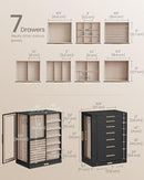 SONGMICS Jewelry Box 360° Rotating, Jewelry Storage Case with 7 Drawers, Jewelry Organizer, Glass Window, Spacious, Vertical Jewelry Storage, Open Design, Great Gift, Ink Black UJBC201B01 by TinyTreasures Baby Boutique