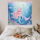 HZOHNAGO Mermaid Girls Tapestry Watercolor Mermaid Princess Pattern Printed Wall Tapestry Wall Hanging for Bedroom Living Room Dorm 60" W x 60" H by CozyNest Decor
