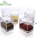 ME.FAN Clear Seasoning Rack Spice Pots - 4 Piece Acrylic Seasoning Box - Storage Container Condiment Jars - Cruet with Cover and Spoon by CozyNest Decor