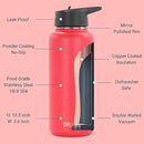 DRINCO Stainless Steel Water Bottle Spout Lid Vacuum Insulated Double Wall Water Bottle Wide Mouth (40oz 32oz 22oz 18oz 14oz) Leak Proof Keeps Cold or Hot (32 oz, 32oz Barn Red) by CozyNest Decor