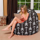 Posh Creations Bean Bag Chair for Kids, Teens, and Adults Includes Removable and Machine Washable Cover, Canvas White Arrows on Gray, 48in - X-Large by TinyTreasures Baby Boutique
