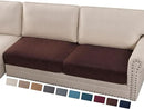 PrinceDeco Velvet Couch Cushion Cover Soft Stretch Cushion Slipcover for Chair Loveseat Sofa Cushion Furniture Protector Seat Cushion Sofa Cover (2 Piece Large Sofa Cushion Covers, Brown) by CozyNest Decor