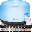Diffuserlove Essential Oil Diffuser 500ML Aromatherapy Diffuser Mist Humidifiers 7 Color LED Lights Diffusers for Home Office Bedroom (Size:6.7" L x 6.7" W x 4.7" H) by CozyNest Decor