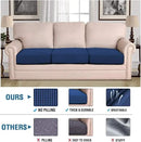 H.VERSAILTEX Super Stretch Individual Seat Cushion Covers - Sofa & Couch Cushion Slipcover Sets - Thick Jacquard Textured Twill Fabric (3 Piece XL Sofa Cushion Covers, Navy) by CozyNest Decor