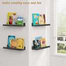 Forbena Black Floating Shelves for Wall with Lip Set of 4, Small Picture Ledge Shelf for Living Room Bedroom Books, Wood Wall Mounted Shelves for Bathroom Decor Entryway Kitchen Storage (Black) by TinyTreasures Baby Boutique