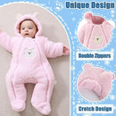 Fairy Baby Newborn Baby Winter Snowsuit Bear Thick Romper Footie Double Zip Hooded Jumpsuit Fleece Coat Infant Boy Girl 0-12M by TinyTreasures Baby Boutique