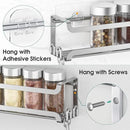 LUCYCAZ 2 Pack Wall Mounted Spice Rack with 16 Hooks, Spice Organizer Shelf for Stove Cabinet Pantry Door,Screw or Adhesive Spice Shelf Hanging Wall Spice Rack in Kitchen and RV (Silver, 2 PACK) by CozyNest Decor