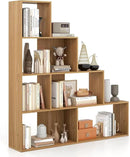 Tangkula 4-Tier Stepped Bookshelf, Freestanding 6 Cubes Ladder Bookcase with Anti-Tipping Kits, 64" Tall Modern Wooden Storage Display Rack for Home Office Living Room Study (1, Natural) by CozyNest Decor