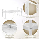 Hole Pattern Expandable Shelf Organizer,2Pack 10.2" Wide Easy to Assemble Cabinet Organizer Shelf, 16.5~27.1" Adjustable Height&Stackable Spice Organization for Cupboard, White by CozyNest Decor