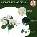 Hananona 12 Pcs Artificial Geranium Flowers for Outdoors Geranium Silk White Flower Outdoor UV Resistant Garden Plants Faux Flowers for Home Kitchen WeddingTable Centerpieces Decor (12, White) by CozyNest Decor