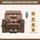 Oversized Power Lift Recliner Chair for Elderly with Massage Heat, Brown Velvet Electric Lay Flat Recliners with Cup Holders, Side Pockets, Infinite Position, Gift for Family by CozyNest Decor