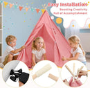 4 Pack Teepee Tent for Kids with Light String and Inflatable Airbed, Slumber Party Tents, Sleepover Tents Party for Girls Boys Indoor Outdoor (Pink) by TinyTreasures Baby Boutique