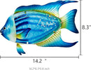 John's Studio Fish Sea Wall Decor Outdoor Metal Garden Hanging Art Glass Sculptures Home Ocean Theme Decorations for Kitchen Bathroom and Pool - Blue by GreenHaven Gardens
