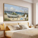 amatop Giant Framed Beach Wall Art Large Nautical Seaside Canvas Print Flower Boat Ocean Horizontal Landscape Picture Sea Birds Artwork for Coastal Farmhouse Living Room Bedroom Office Decor 58×29 Inch by CozyNest Decor