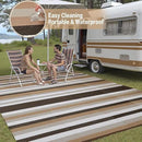 Outdoor Waterproof Rug 8'x10' Plastic Straw Rugs Washable Reversible Floor Mat Brown Stripe Carpet for Camping RV Deck Entryance Porch Picnic Balcony Beach Backyard by GreenHaven Gardens