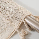 Sutuo Home Boho Sheer Curtain Valance Tier Crochet Lace with Bohemian Hollow Knitted Handmade Tassels, Short Farmhouse Window Treatment for Kitchen Cafe, Rod Pocket, 1 Panel 59" W x 24" L, Beige by CozyNest Decor