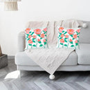 Embroidered Decorative Throw Pillow Cover, 18"x18" Set of 2, Farmhouse Pillowcase Pink Rose Knit Pattern Cotton Canvas Cushion Case Square Floral Pillow Case for Sofa Couch Bed Living Room… by CozyNest Decor