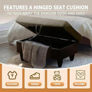 Ottoman Rectangular Storage Ottoman Bench, Flannel Footrest Stool Footstool with Lid for Living Room, Bedroom, Entryway, Taupe&Black, 35"x23.5"x17.5" by CozyNest Decor