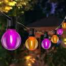 25FT Outdoor Halloween String Lights, G40 Outdoor Halloween Decorations Light with 27 LED Shatterproof Orange Purple Globe Lights(2 Spare), Hanging Patio Lights for Holiday Balcony Backyard Party by TinyTreasures Baby Boutique