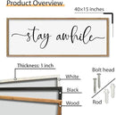 SRSZHIYUE Stay Awhile Sign Wall Decor Art 40"×15" Home Entryway Hallway Signs Large Wood Framed Wall Hanging (Wood) by CozyNest Decor