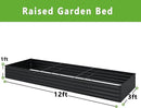 MGNO 2pcs 10x3x1FT Galvanized Raised Garden Bed-Outdoor Planter Box for Vegetables-Metal Garden Bed,Rectangle Planting Box for Herb,Flower,Black by GreenHaven Gardens
