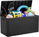 100 Gallon Deck Box,Resin Outdoor Storage Box with Lockable for Patio Furniture, Pool Accessories, Garden Tools Waterproof Outside Storage Box, Black by GreenHaven Gardens