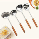 FJNATINH Stainless Steel Wok Tools Set,Wok Utensil - Wok Spatula,Turner,Ladle,Skimmer Tool Set,Mirror Polished Stainless Steel Cooking Utensils 14.6-15.2" Kitchen Utensils Cookware, Pack of 4 by CozyNest Decor