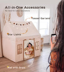 Play Tent with Mat, Star Light, Large Kids Playhouse with Windows Easy to Wash, Indoor and Outdoor Play Tents for Kids, Little Dove Toys for Girls, Boys, 47x40x52 (Beige Playhouse, Large Size) by TinyTreasures Baby Boutique