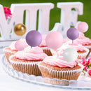 75 Pieces Cake Balls Topper Decorations Foam Cupcake Topper Mini Balloon Cake Topper Balls Cake Picks for Cake Deco Birthday Party Wedding（Purple,Pink,Gold,White） by TinyTreasures Baby Boutique
