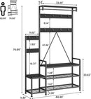 IDEALHOUSE Parent-Child Coat Rack Shoe Bench Hall Tree with Bench and Shoe Storage Industrial Coat Tree Entryway Large Organizer with Shoe Rack, Storage Cubbies, Hooks, and Top Shelf by CozyNest Decor