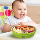 Nuogo 2 Pcs Stainless Steel Baby Suction Plates with Removable Silicone Shell 2-in-1 Metal Toddler Bowl Divided for Picky Eaters Kids Feeding Led Weaning Supplies, Dishwasher Safe (Green, Blue) by TinyTreasures Baby Boutique