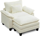 URRED Modular Sectional Sofa Comfy Cloud Couch, Modern Chenille Sofa Sleeper Deep Seat Couches with Ottoman/Pillows for Living Room (White, 53''- Ottoman) by CozyNest Decor