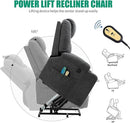 VIVIJASON Power Lift Chair Electric Recliner for Elderly Heated Vibration Massage Fabric Recliner Chair with 2 Remote Controls, Cup Holders, Side Pockets & USB Ports for Living Room (Grey) by CozyNest Decor