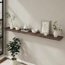 Floating Shelves for Wall, 72"x9.3" Rustic Solid Live-Edge Elm Wood Wall Shelves, Heavy-Duty Floating Shelves with Invisible Brackets, Set of 2 for Living Room, Bedroom, and Kitchen, Grey Finish by CozyNest Decor