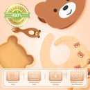 Silicone Baby Feeding Set 7 Pcs, Baby Led Weaning Supplies, Baby Feeding Supplies Set BPA Free, Baby Essentials for Newborn Gift Bear by TinyTreasures Baby Boutique