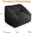 HABUTWAY Bean Bag Chair, Giant Bean Bag Chairs for Adults and Kids, Bean Bag Sofa, Lazy Floor Sofa, Faux Fur Beanbag Chair with Armrests for Living Room Bedroom (Black) by CozyNest Decor