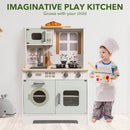 ROBOTIME Play Kitchen Set for Kids Toddlers, Wooden Kids Play Kitchen Playset with Real Lights & Sounds, Pretend Toddler Kitchen Gift for Girls Boys Age 3+ by TinyTreasures Baby Boutique