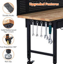 60'' Adjustable Workbench, Heavy Duty Workbench with Drawer and Backplate, 2000 LBS Capacity Work Table with Power Outlet and Lockable Wheels, Suitable for Office, Garage, Workshop by GreenHaven Gardens