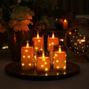 Homemory 9 Pcs Flameless Candles with Embedded Star String Fairy Lights, Battery Operated Candles, LED Fake Candles with Remote Control and Timer, Gray Acrylic by CozyNest Decor