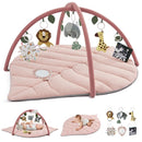 Blissful Diary Baby Play Gym & Activity Mat, Oversize Leaf Shaped Tummy Time Baby Play Mat w 6 Detachable Toys Promotes Motor Skills & Sensory Development, Newborn Infant Essentials Gift, Crystal Pink by TinyTreasures Baby Boutique