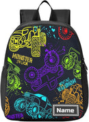 Colorful Monster Truck Toddler Backpack Waterproof Mini Backpack with Name/Text Preschool Backpack Cute Small Backpack Kindergarten Pre School Bags 13 Inch, Medium, Pattern 2 by TinyTreasures Baby Boutique