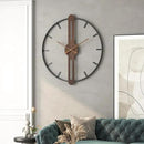 Modern Walnut Dial Wall Clock, Wood Large Wall Clock Decor Metal Frame Silent Non Ticking for Living Room, Bedroom, Kitchen, Study Decoration, Handmade Home Present Idea, 20 in （50 cm） by CozyNest Decor