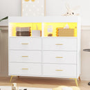 GarveeHome Dresser for Bedroom with 6 Drawers, Baby Changing Table Dresser with Changing Pad, LED Lights & Charging Station, Baby Changing Station with Changing Table Top, White by TinyTreasures Baby Boutique