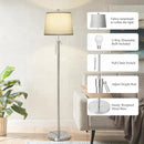 Floor Lamp for Living Room,Adjustable Height Standing Lamp,Dimmable Modern Floor Lamps for Bedroom Office Tall Floor Lights with Pull Chain Bulb Included-Silver Gray Shade by CozyNest Decor